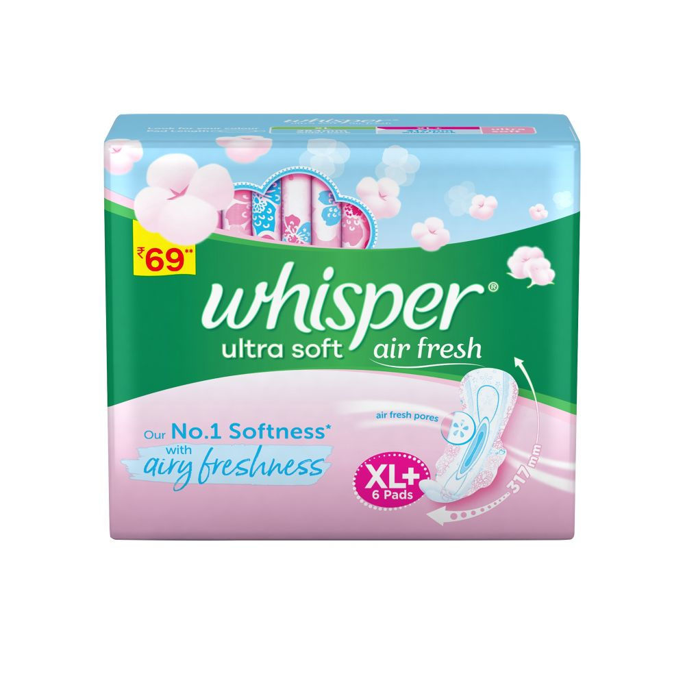 Whisper Ultra Soft Xl 6s Sanitary Pads For Women Buy Whisper Ultra Soft Xl 6s Sanitary Pads For Women Online At Best Price In India Nykaa