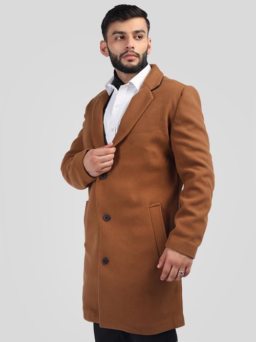 Buy HONNETE Men Casual Regular Fit Tan Trench Coat Online