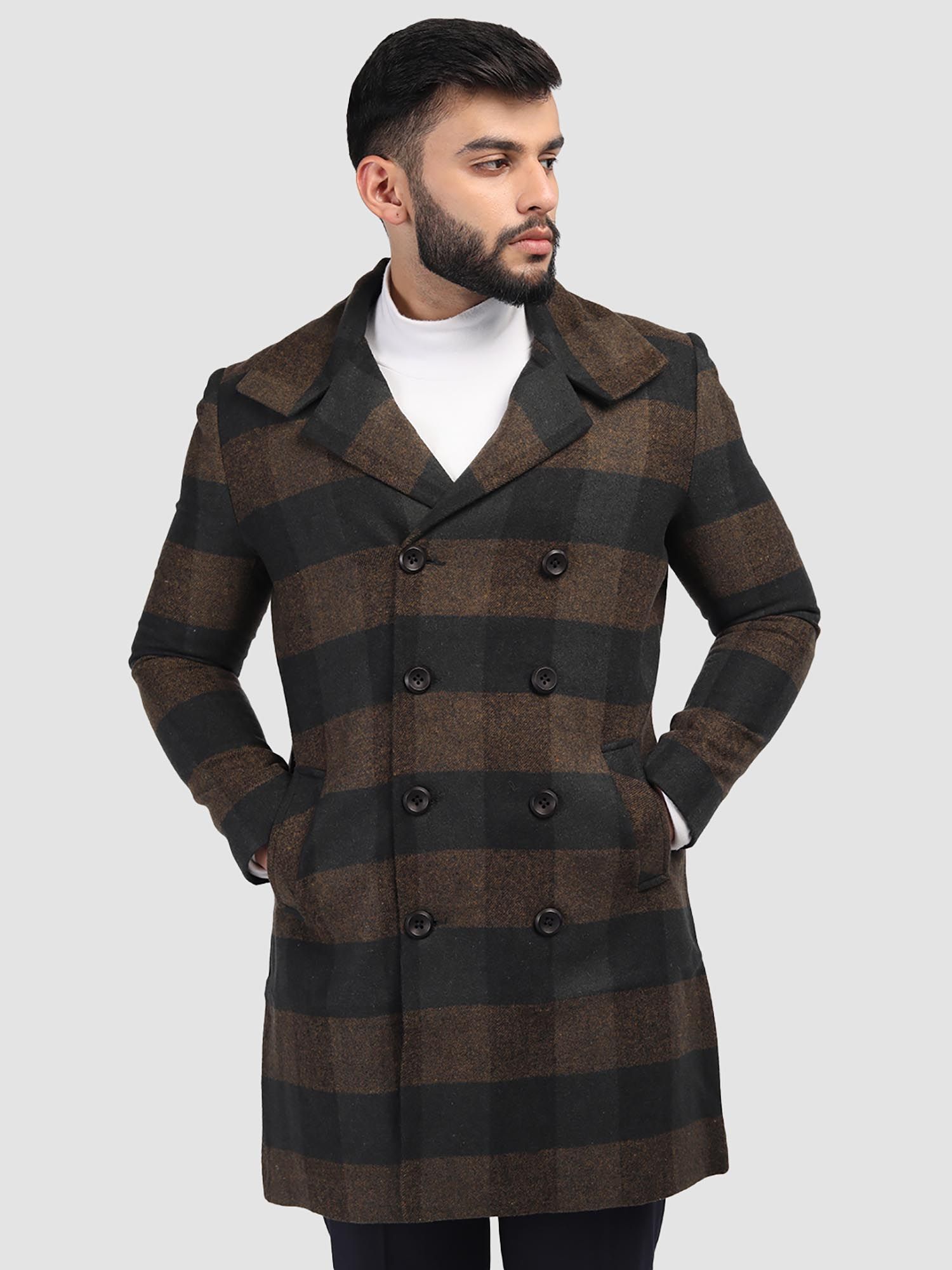 Mens checked trench coat hotsell