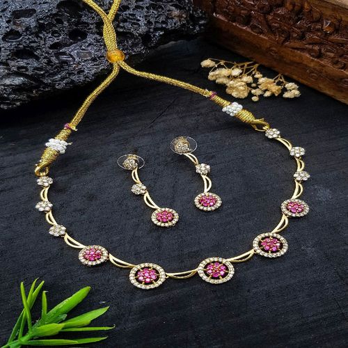 Griiham Ruby Emerald Necklace Set Griiham Cz Necklace Sets Online