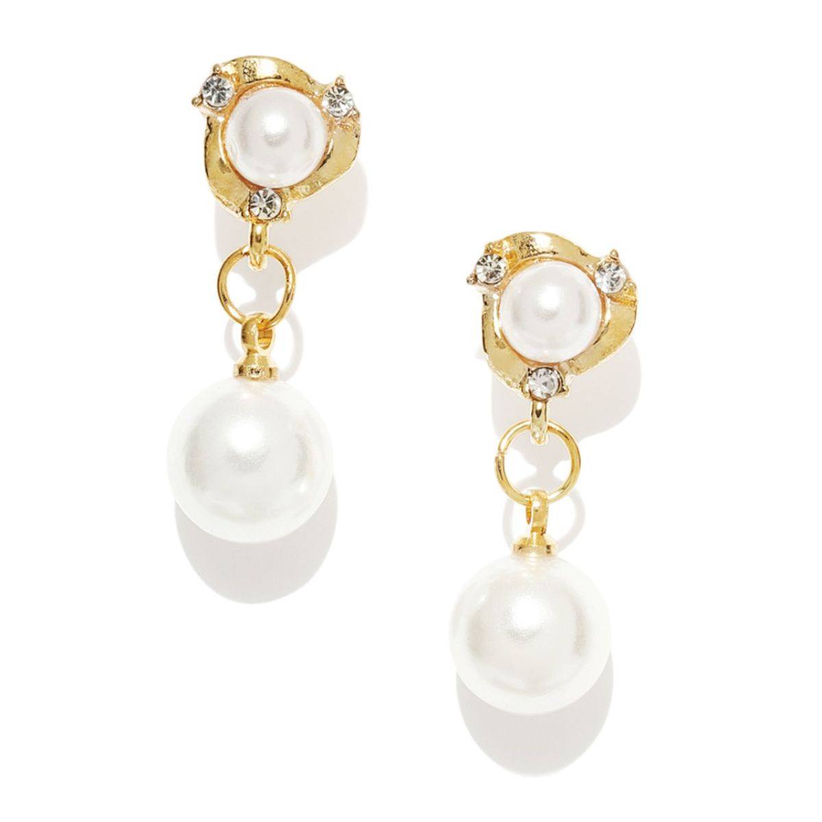OOMPH Jewellery Gold Plated White Pearl Drop Earrings For Women & Girls