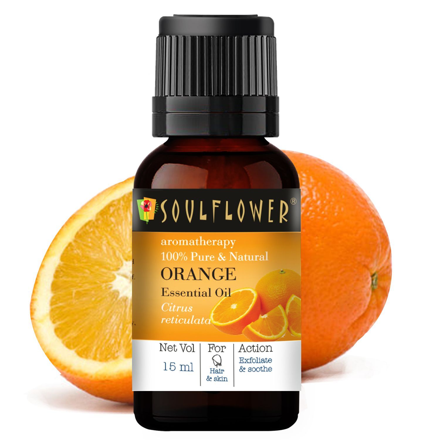 Soulflower Orange Essential Oil 100% Pure, for Skin & Hair Nourishment, Home Diffuser, Aromatherapy