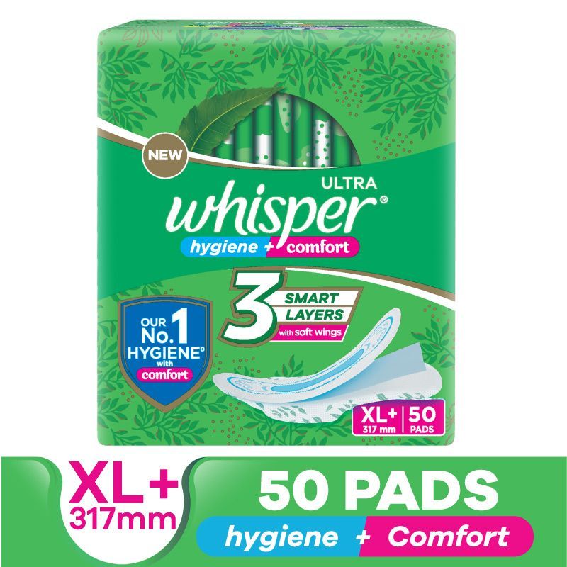 Buy Whisper Ultra Clean Thin XL+ Sanitary Pads-Hygiene & Comfort with Soft  Wings & Dry top sheet,50 Pads Online