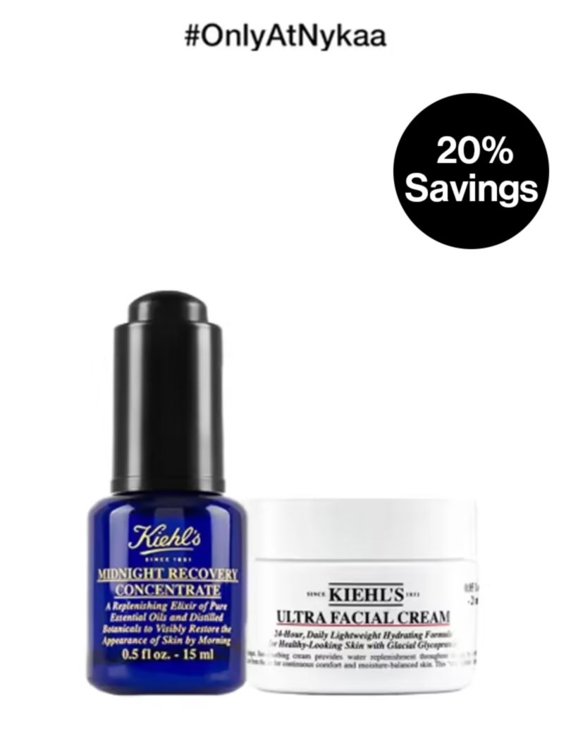 Kiehl's Skincare Duo With Mini Midnight Recovery Concentrate Serum & Mini Ultra Facial Cream