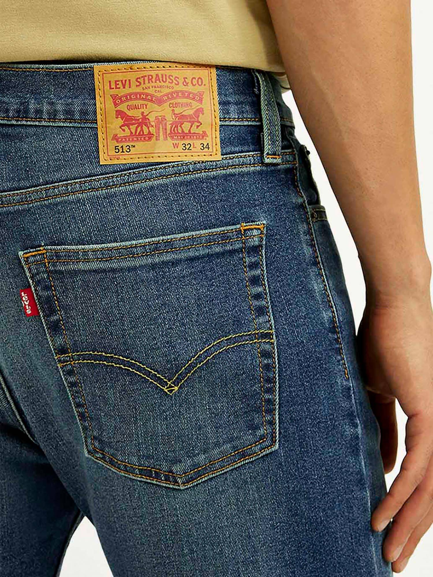 Buy Levi's Men's 513 Blue Solid/Plain Mid Waist Jeans Online