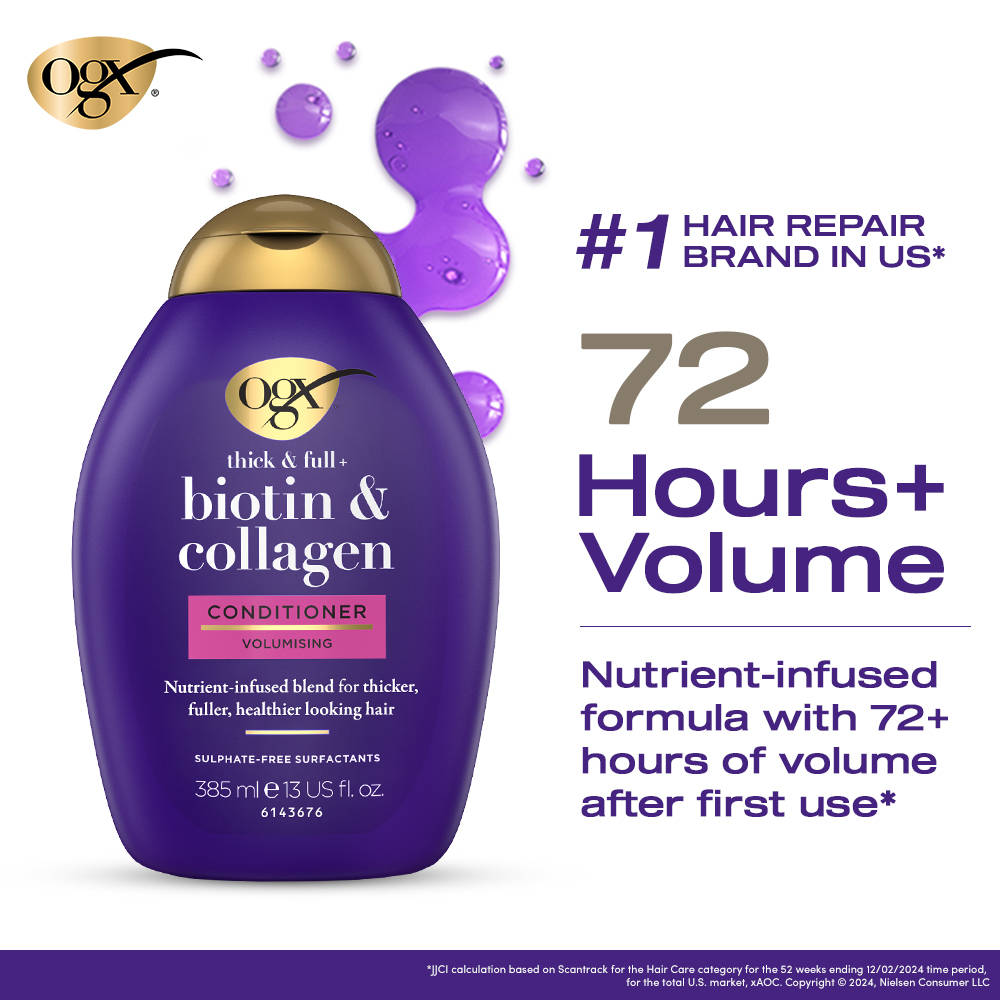 OGX Biotin & Collagen Volumizing Conditioner Thickening Care for Fuller, Healthier Looking Hair