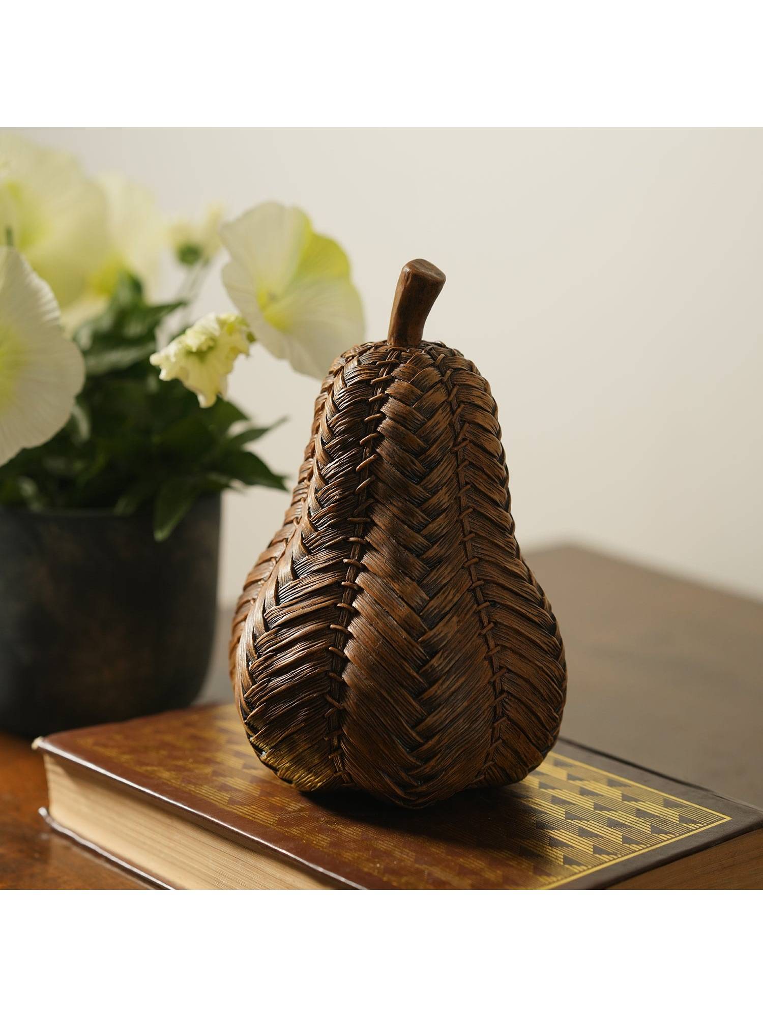 Pure Home + Living Brown Polyresin Woven Pear
