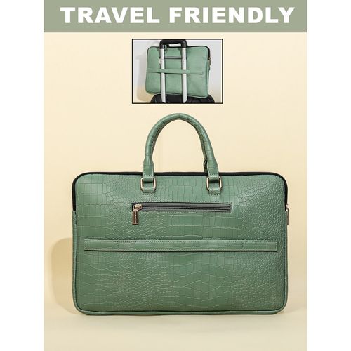 Buy Bagsy Malone Green Croco Luxe Laptop Sage Edition Laptop Bag