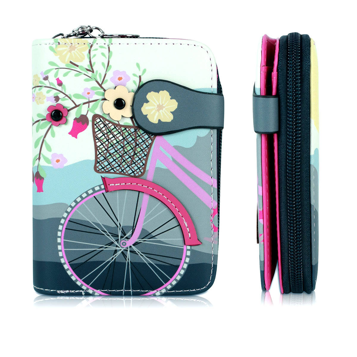 NFI Essentials Grey Small Printed Mini Wallet for Women