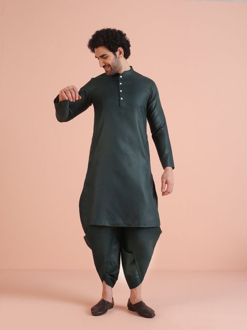 KISAH - Giacca Kurta da uomo, colore: verde, con cappotto/Modi/Nehru) e pigiama (set da 3), abbigliamento etnico indiano tradizionale
