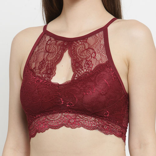 Buy PrettyCat PrettyCat Maroon Lace Non-Wired Lightly Padded Camisole Bra  PCSB20029-MAH-36B at Redfynd