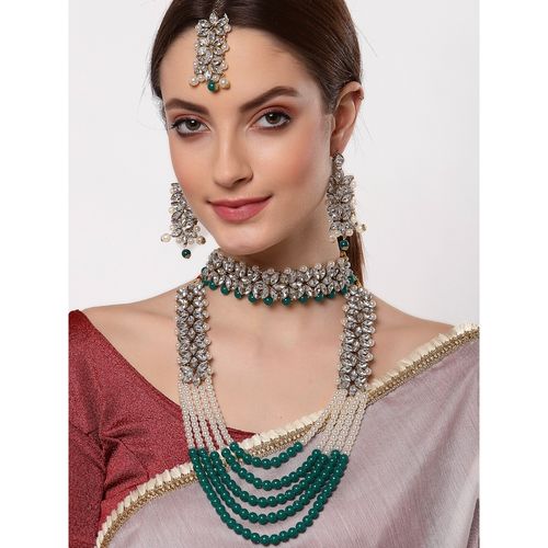 Green Pearl Long Necklace Online Buy Green Pearls Kundan