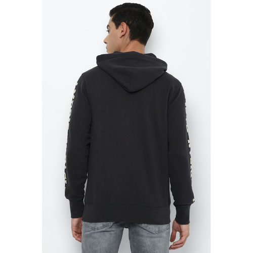 Buy American Eagle Men Black Super Soft Graphic Hoodie Online