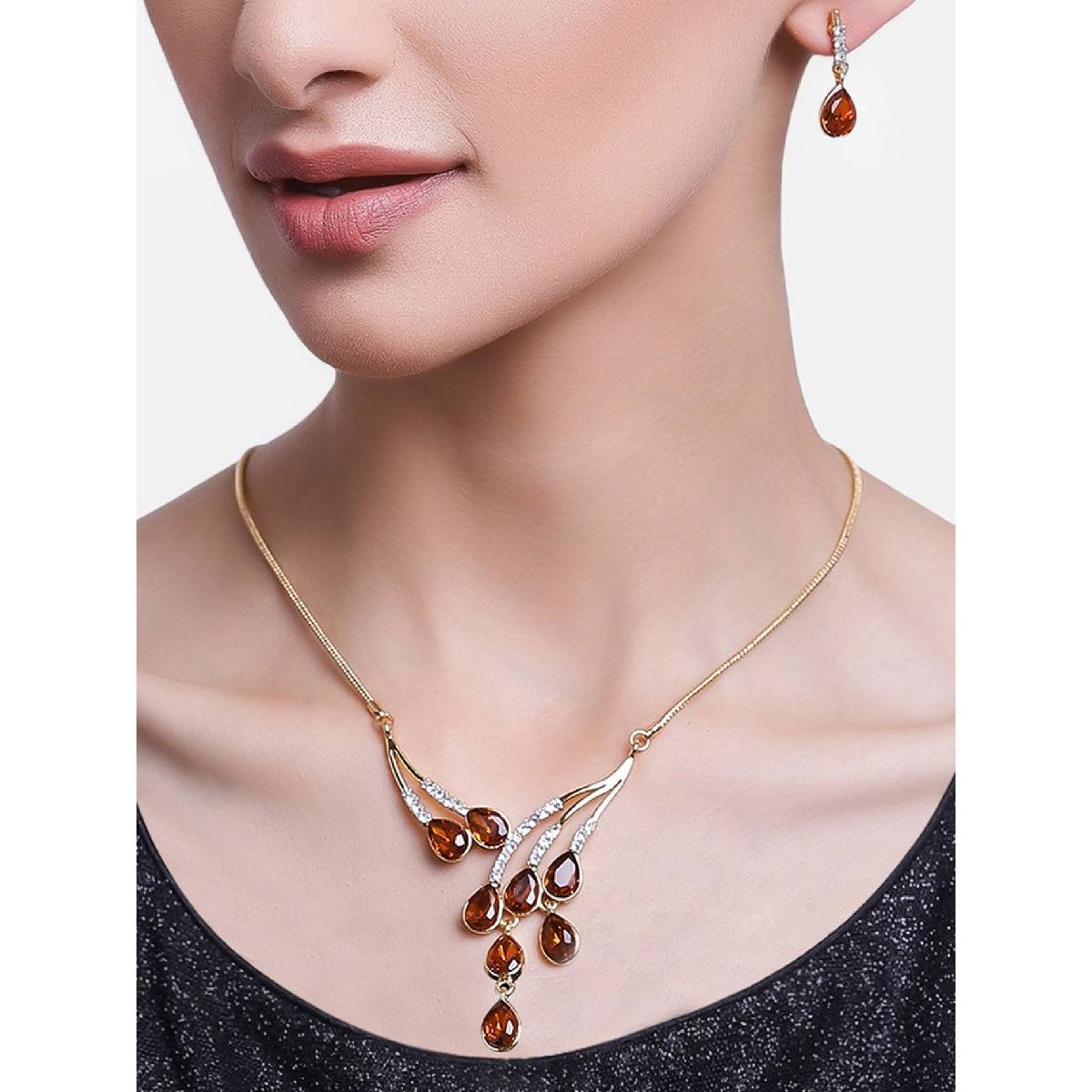 Estele Gold Plated Adorn Jewellery Set with Austrian Crystals for Women