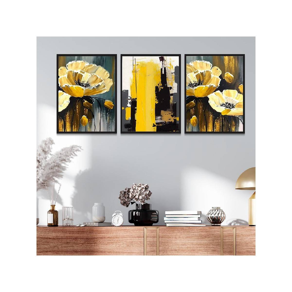 Dekorstation Abstract Canvas Painting wall Frame Decor Abstract Floral Art Print Poster Paintings