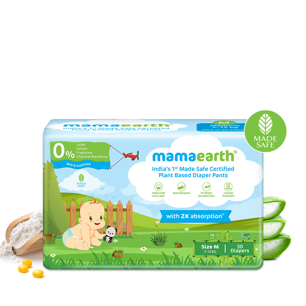 Mamaearth Plant-based Diaper Pants For Babies - 7-12 Kg (size M - 30 Diapers)