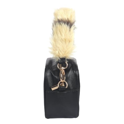 Hamster London Fur Handle Sling Bag Black (M)