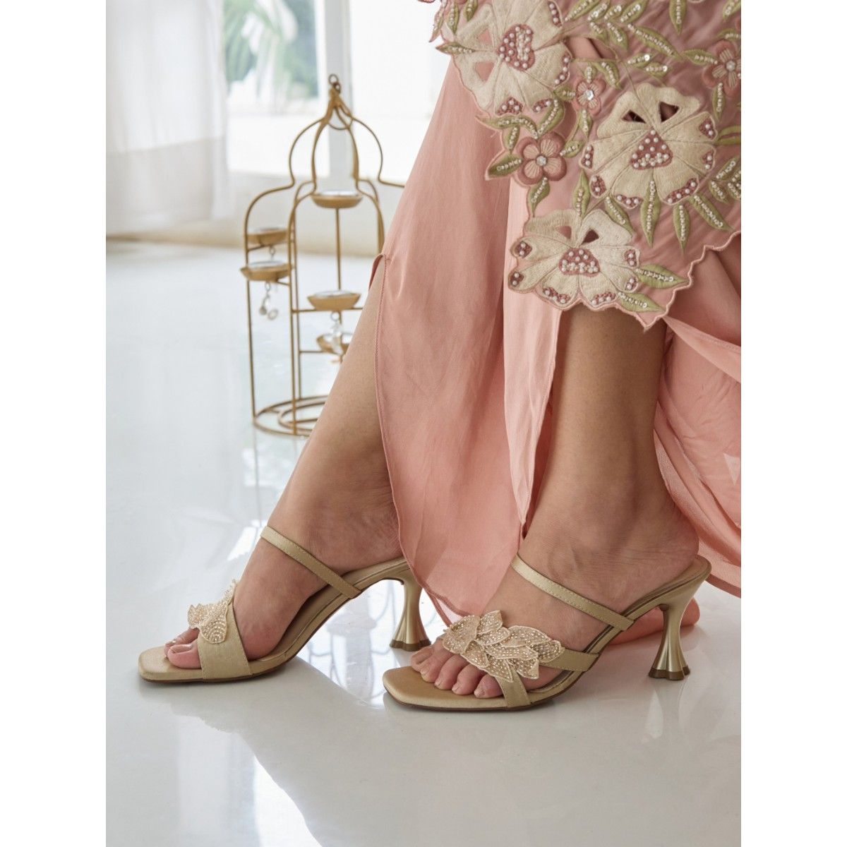 Buy THE CAI STORE Pastel Rose Gold Petal Heels Online