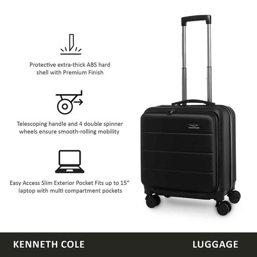 Kenneth Cole Unisex Black Overnighter Telescopic Handle Suitcase Trolley Bag