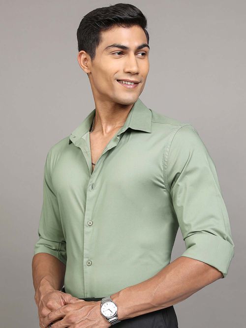 green emerald velvet dress DiBanGu Mens Dress Shirt Solid Sage Green Splicing Silk Button Down Shirt, M