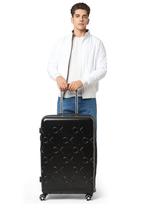 Calvin Klein Black Textured Trolley Bag (Small)