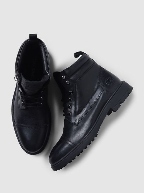 Buy Jack Jones Men Solid Black Boots Online