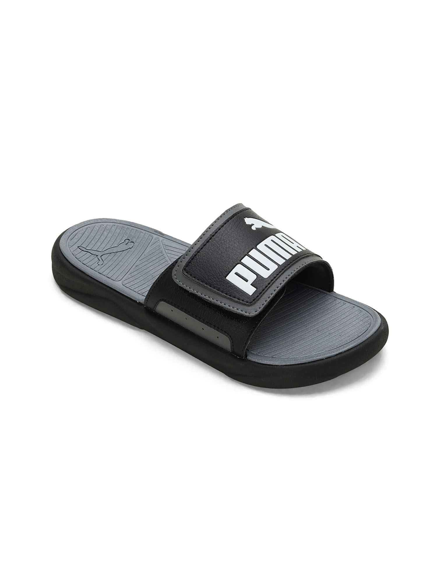 Puma Royalcat Comfort Unisex Black & Grey Sliders (UK 8)
