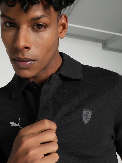 Buy Puma Ferrari Style Jacquard Mens Black Polo T-Shirt Online