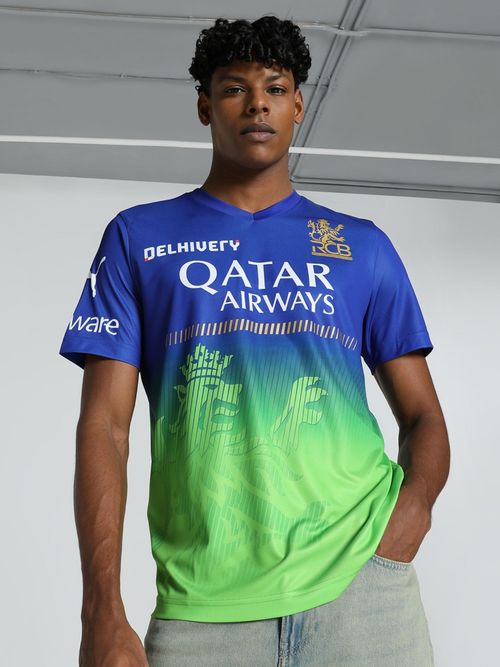 Puma X Rcb 2024 Men Blue and Green Replica Jersey T-Shirt
