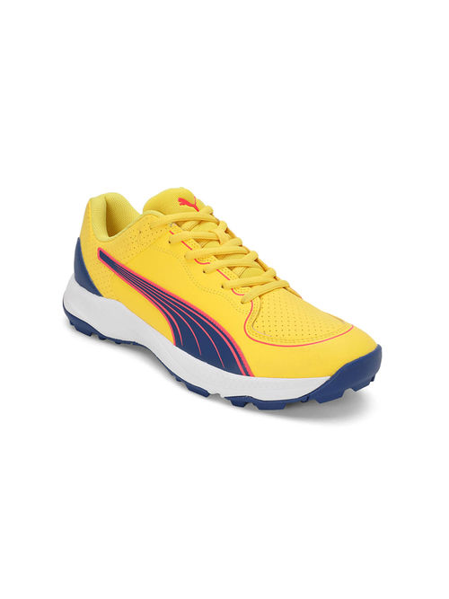 Puma 24 FH Rubber Unisex Yellow Cricket Shoes (UK 8)