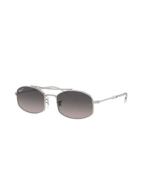Ray-Ban Oval Sunglasses With Silver Frame In Grey Lens 0Rb3719