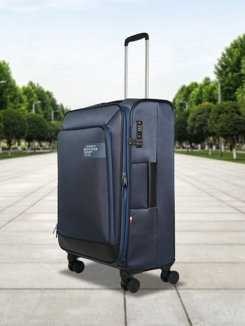 Tsa Locks Tommy Hilfiger Luggage Bags Tommy Hilfiger Westfield Unisex  Polyester Soft Luggage Navy 55CM Cabin Trolley TSA Lock (S)