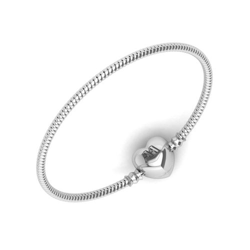 Silver Charm Bracelet with Heart Clasp, Sterling silver