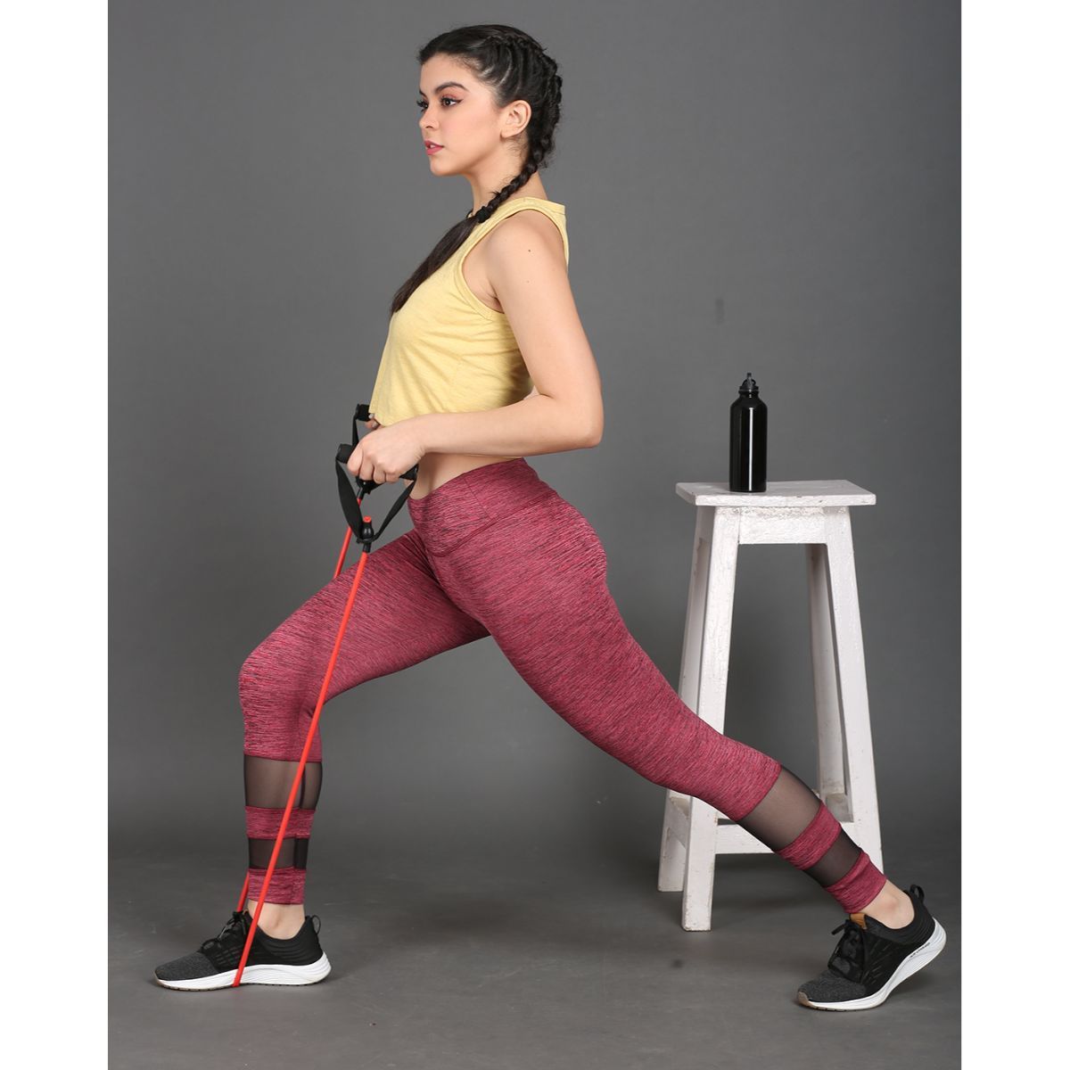 Buy The Dance Bible Red Melange Mesh Design Sports Leggings Online