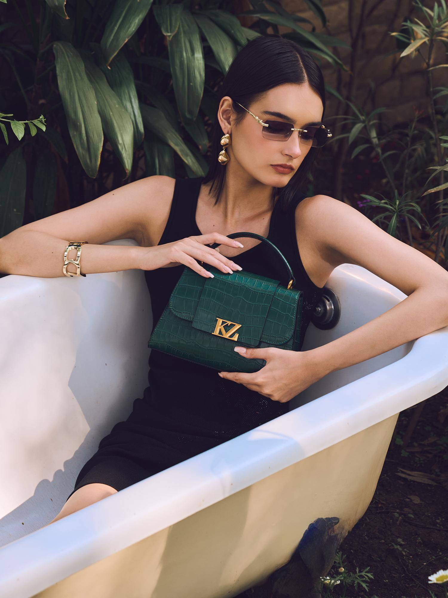 Kazo Green Lyne Satchel Bag with Detachable Strap (M)
