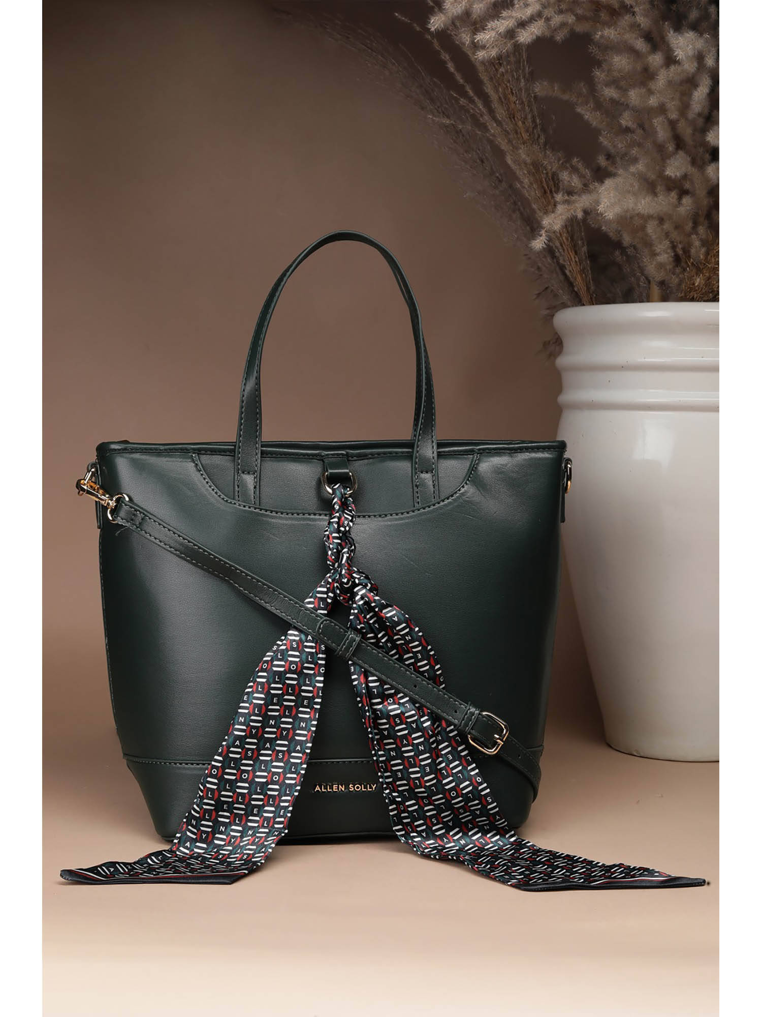 Allen Solly Women Green Casual Handbag with Detachable Strap