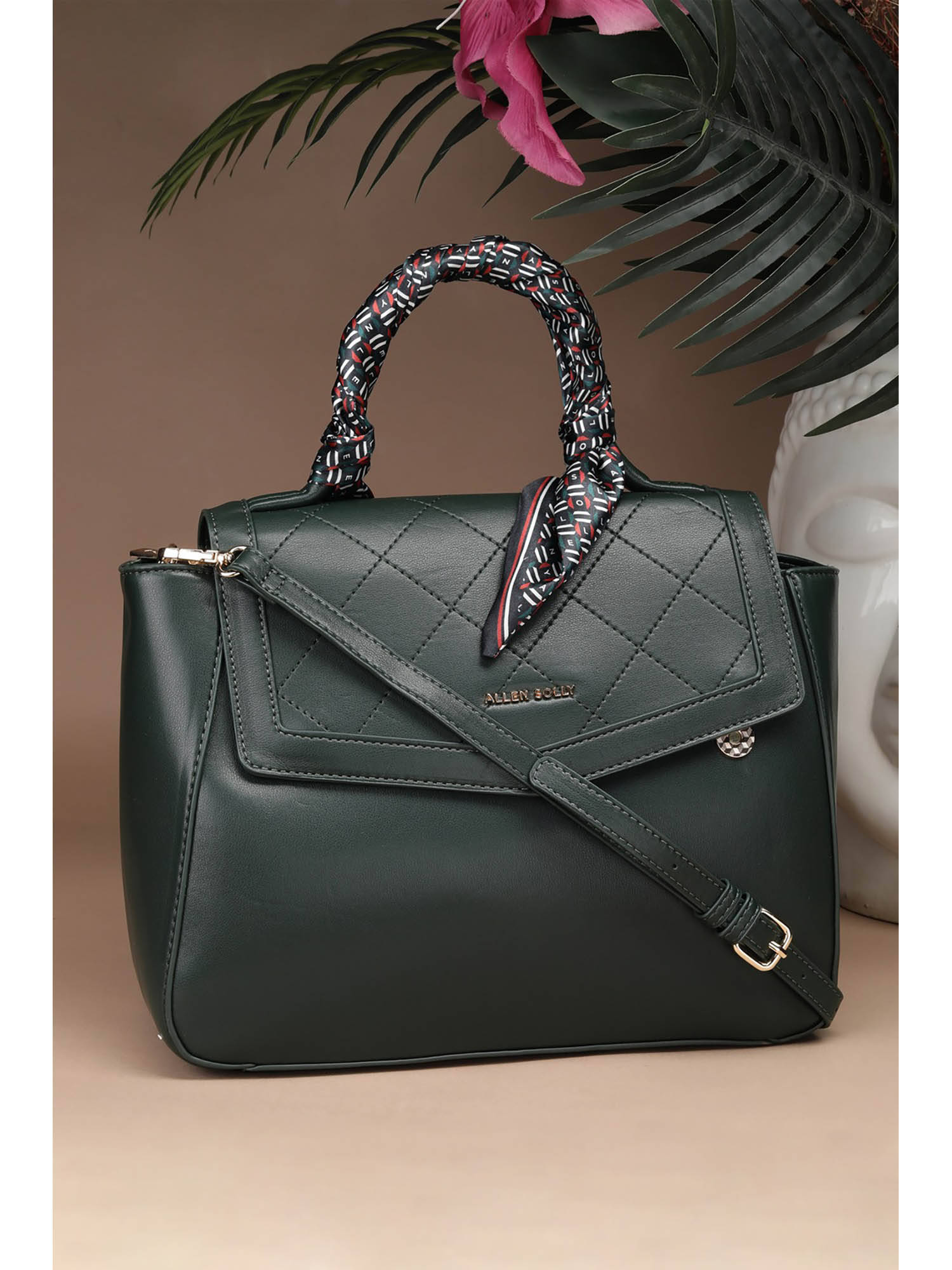 Allen Solly Women Green Casual Handbag with Detachable Strap