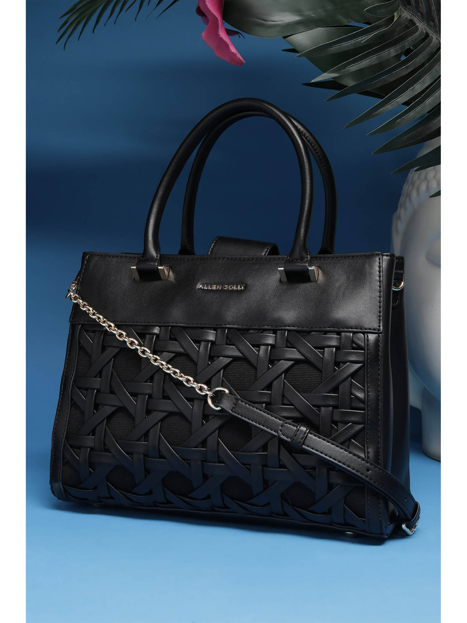 Allen Solly Women Black Casual Handbag with Detachable Strap