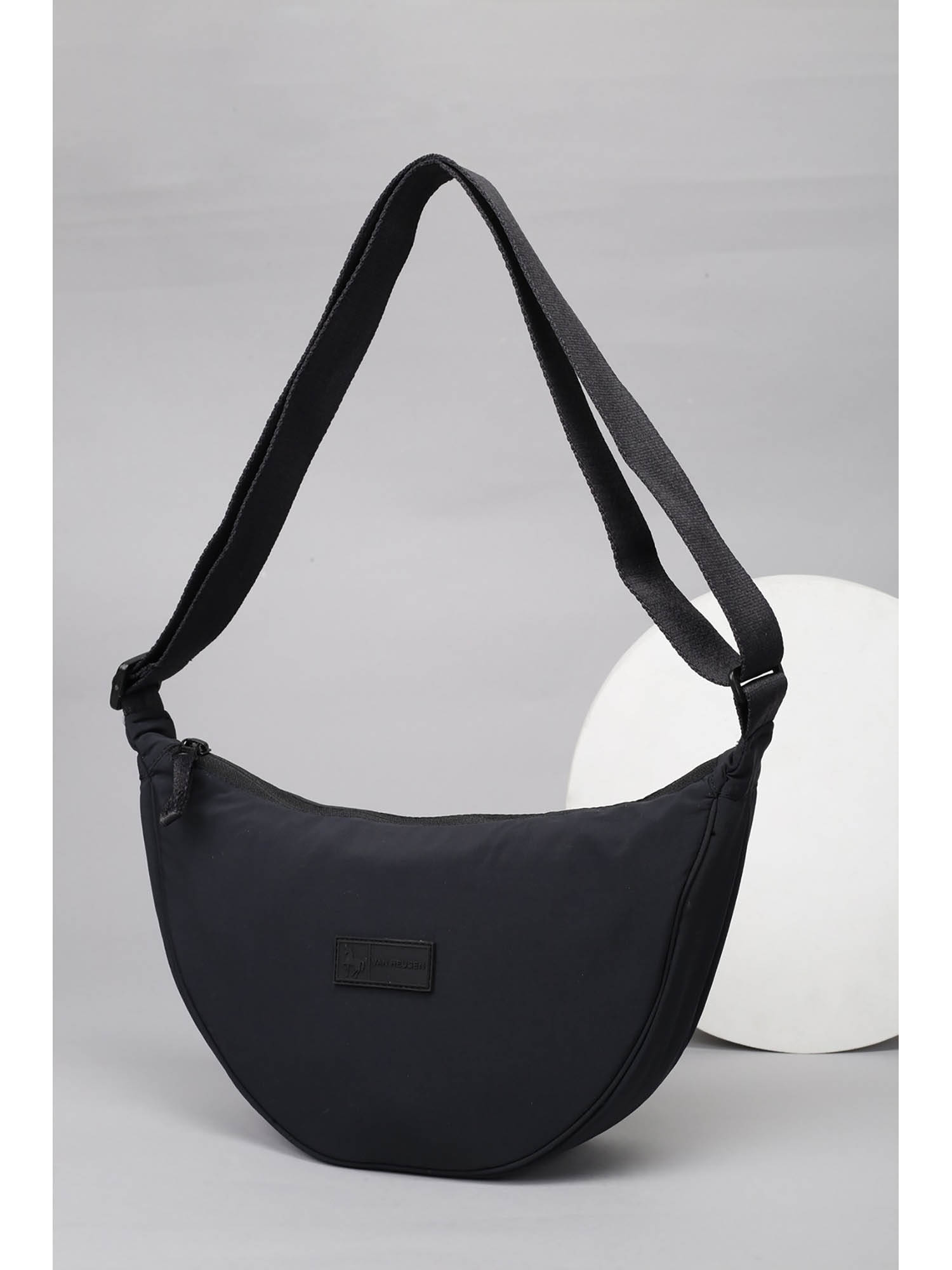Van Heusen Women Black Solid Casual Handbag