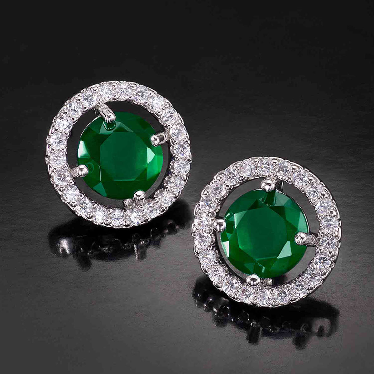 Gold Earrings Tops With Green Stone With Weight And Price Petal