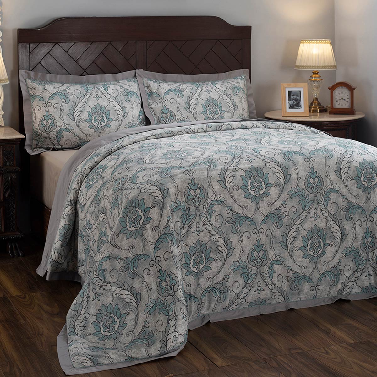 Maspar Nostalgic Attire Pearl Petal 400Tc Cotton Print Blue Double