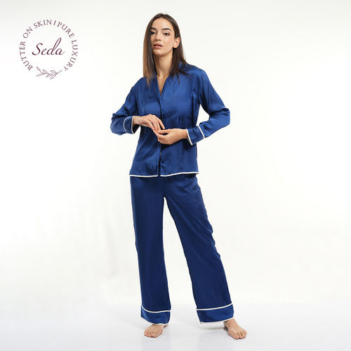 Buy Mackly Womens Solid Polyester Ladies Pyjama (Set of 2) Online