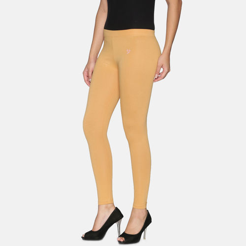 Buy TWIN BIRDS Women Orange Solid Cotton Ankle-Length Leggings
