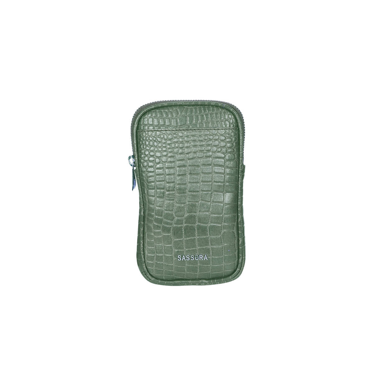 Sassora Sling Bag Genuine Leather I Phone-12 Compatible Green Mobile Sling Bag-62914 (T)