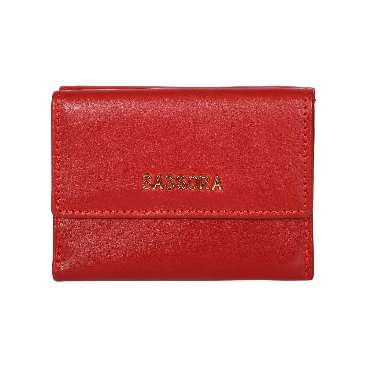 Sassora Genuine Leather Medium Size Red Rfid Protected Wallet - 4 Card Slots (S)