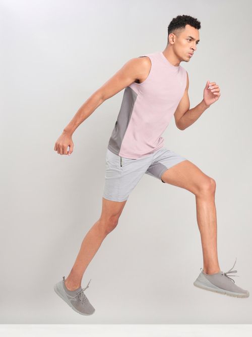 Buy Technosport Grey Men Melange Slim Fit Sports Shorts with