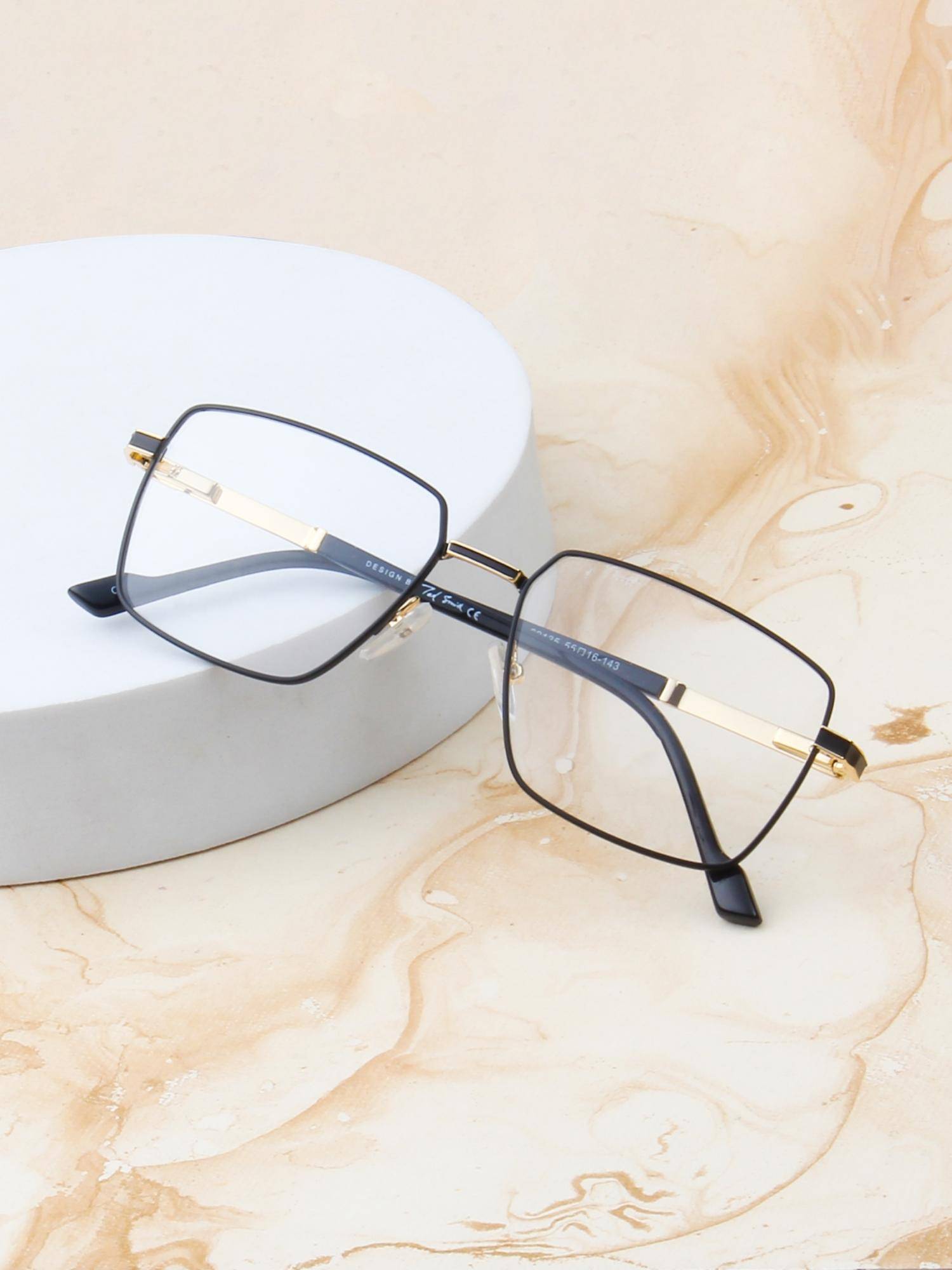 TED SMITH Unisex Full Rim Rectangle Black Eyeglass Frame