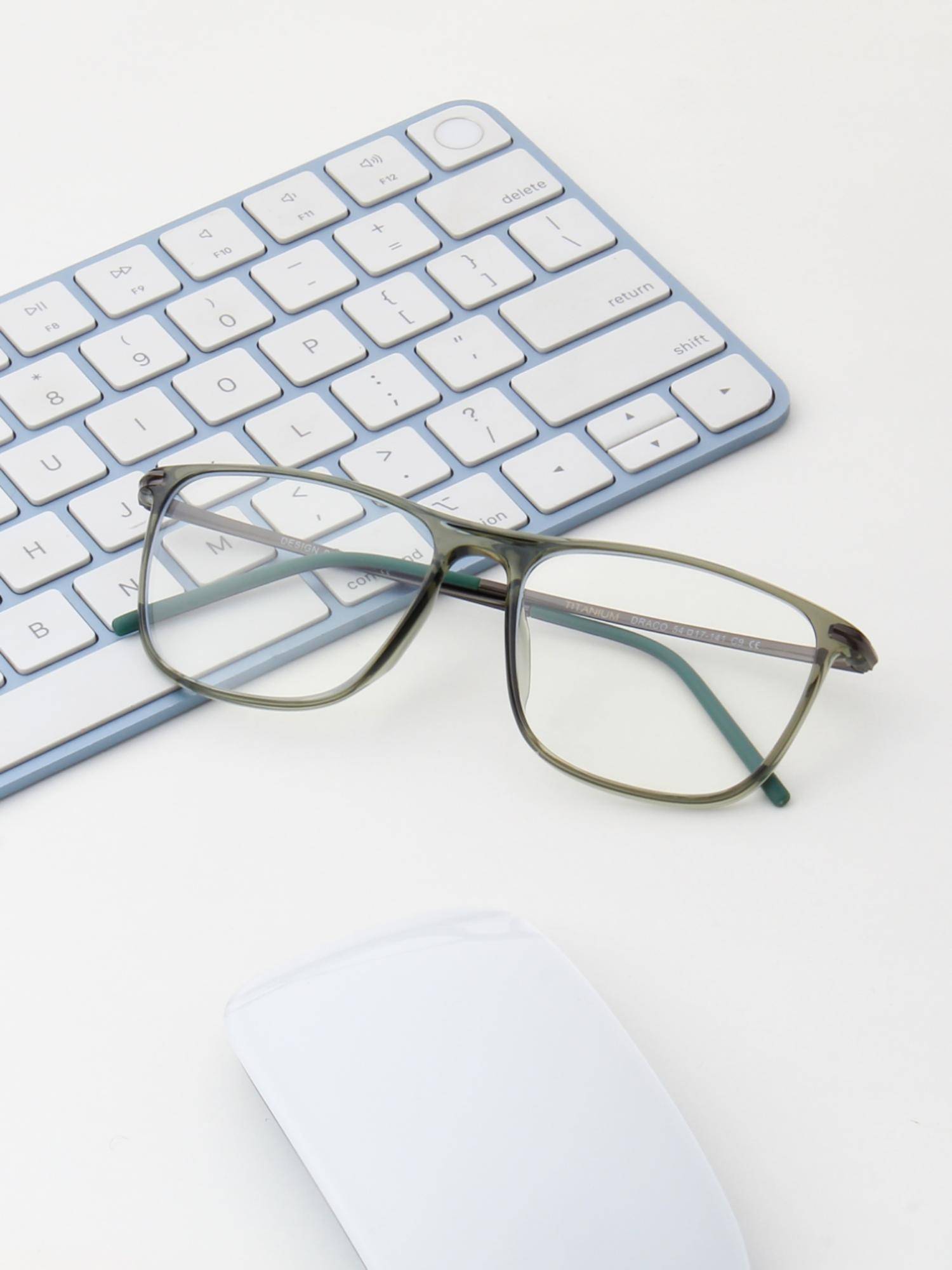 TED SMITH Unisex Full Rim Square Green Eyeglass Frame