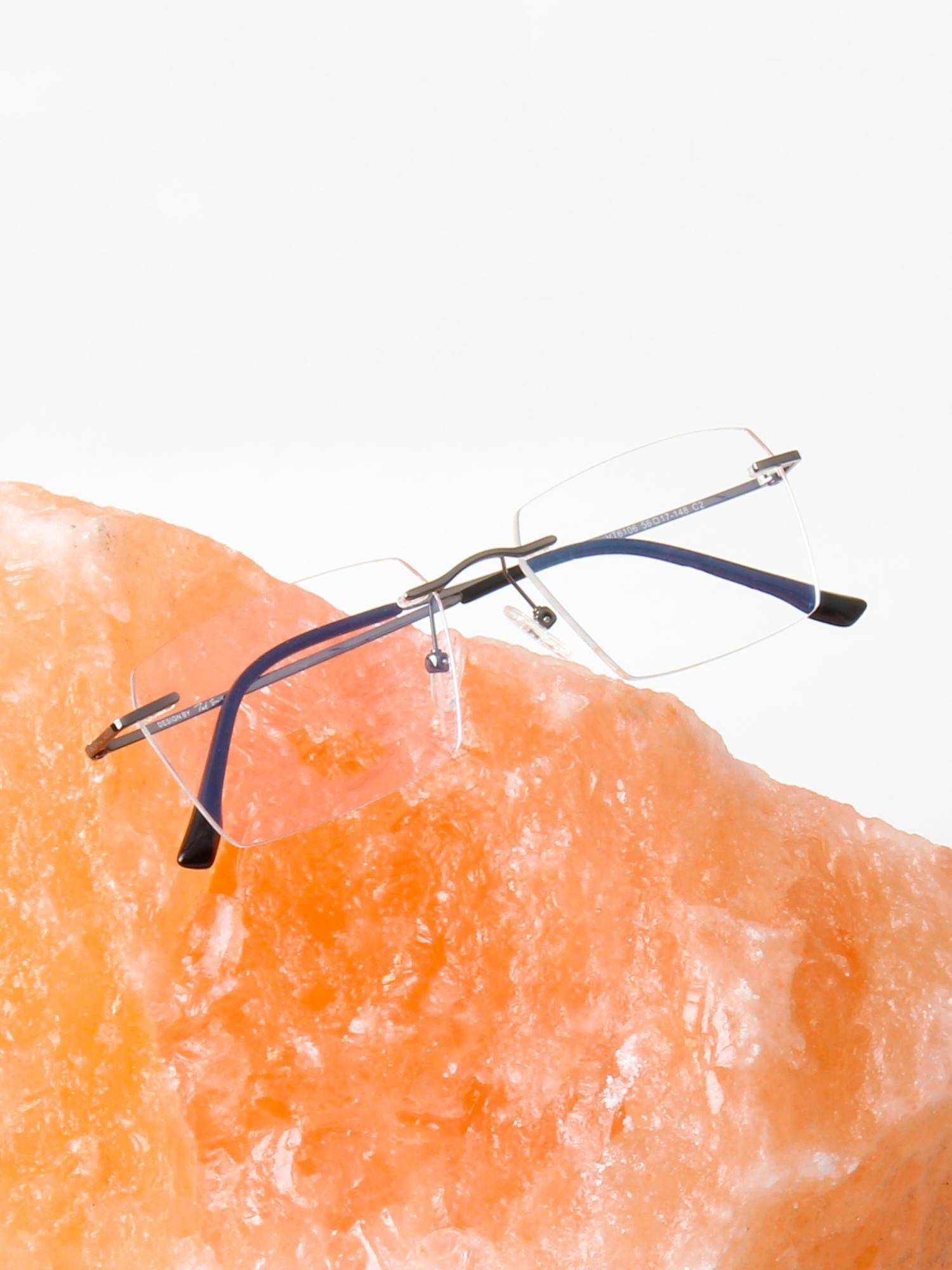TED SMITH Unisex Rimless Rectangle Grey Eyeglass Frame
