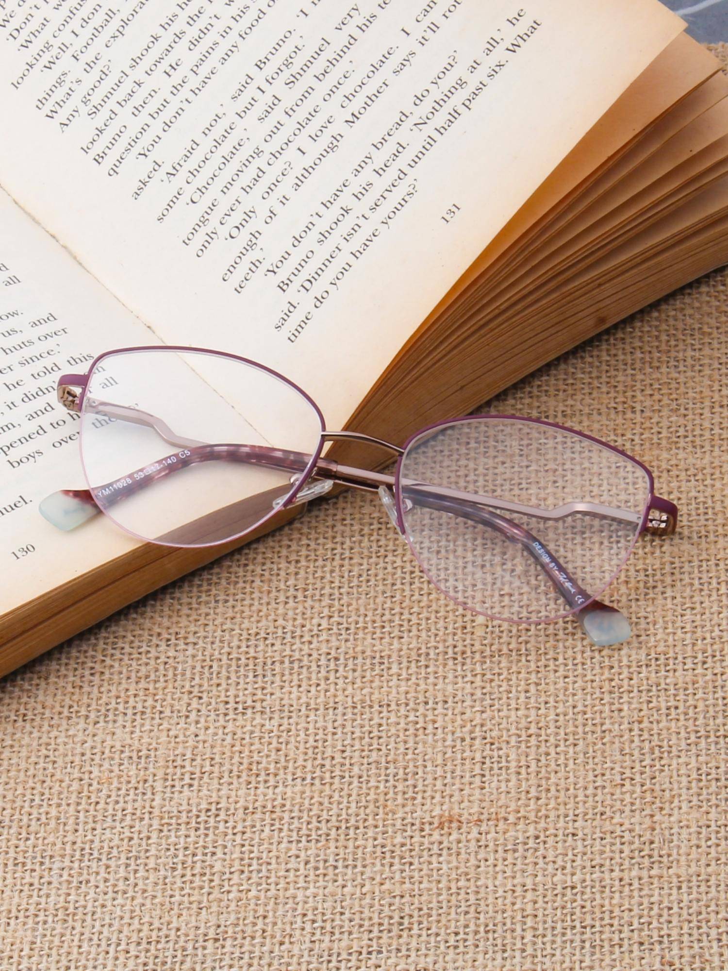 TED SMITH Women Half Rim Cat Eye Gold Eyeglass Frame